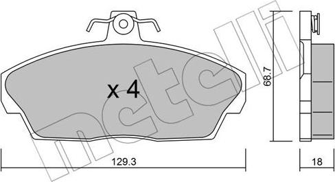 Metelli 22-0174-1 - Kit de plaquettes de frein, frein à disque cwaw.fr