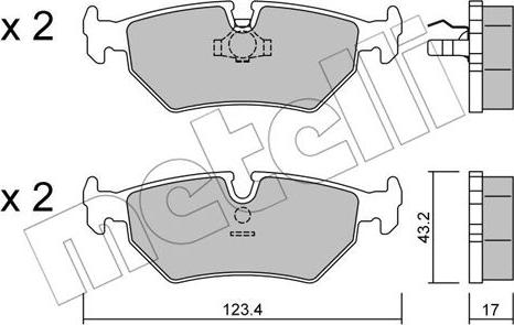 Metelli 22-0178-0 - Kit de plaquettes de frein, frein à disque cwaw.fr