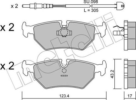 Metelli 22-0178-1K - Kit de plaquettes de frein, frein à disque cwaw.fr