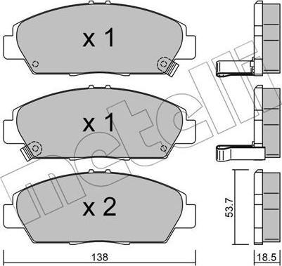 Metelli 22-0172-0 - Kit de plaquettes de frein, frein à disque cwaw.fr