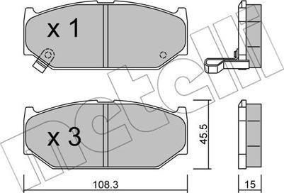 Metelli 22-0897-0 - Kit de plaquettes de frein, frein à disque cwaw.fr