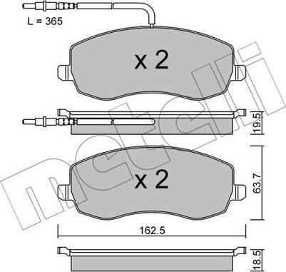 Metelli 22-0847-0 - Kit de plaquettes de frein, frein à disque cwaw.fr