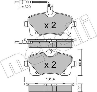 Metelli 22-0853-0 - Kit de plaquettes de frein, frein à disque cwaw.fr