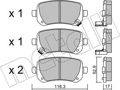 Metelli 22-0864-0 - Kit de plaquettes de frein, frein à disque cwaw.fr