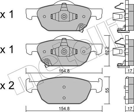 Metelli 22-0866-0 - Kit de plaquettes de frein, frein à disque cwaw.fr