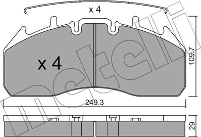 Metelli 22-0809-0 - Kit de plaquettes de frein, frein à disque cwaw.fr