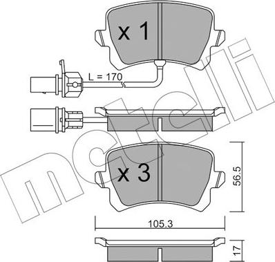 Metelli 22-0806-1 - Kit de plaquettes de frein, frein à disque cwaw.fr