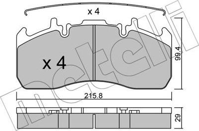 Metelli 22-0808-0 - Kit de plaquettes de frein, frein à disque cwaw.fr