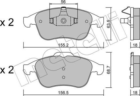 Metelli 22-0803-1 - Kit de plaquettes de frein, frein à disque cwaw.fr