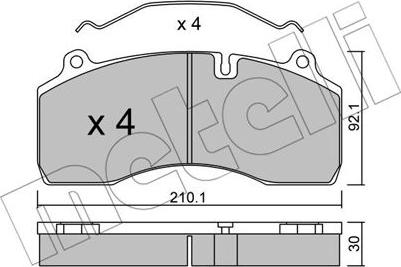 Metelli 22-0807-0 - Kit de plaquettes de frein, frein à disque cwaw.fr