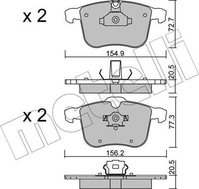 Metelli 22-0813-0 - Kit de plaquettes de frein, frein à disque cwaw.fr