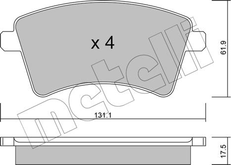 Metelli 22-0812-2 - Kit de plaquettes de frein, frein à disque cwaw.fr