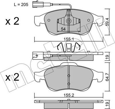 Metelli 22-0817-1 - Kit de plaquettes de frein, frein à disque cwaw.fr