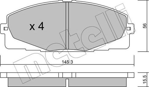 Metelli 22-0883-0 - Kit de plaquettes de frein, frein à disque cwaw.fr