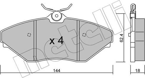 Metelli 22-0887-0 - Kit de plaquettes de frein, frein à disque cwaw.fr