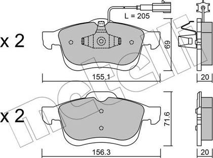 Metelli 22-0824-1 - Kit de plaquettes de frein, frein à disque cwaw.fr