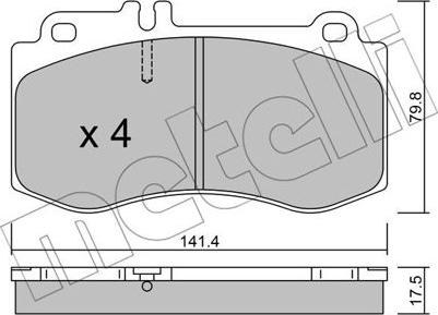 Metelli 22-0827-0 - Kit de plaquettes de frein, frein à disque cwaw.fr