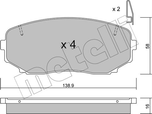 Metelli 22-0872-1 - Kit de plaquettes de frein, frein à disque cwaw.fr