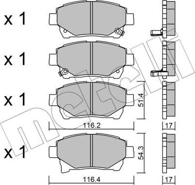 Metelli 22-0877-0 - Kit de plaquettes de frein, frein à disque cwaw.fr