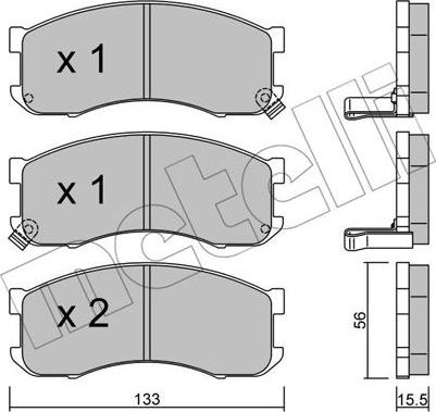 Metelli 22-0394-0 - Kit de plaquettes de frein, frein à disque cwaw.fr