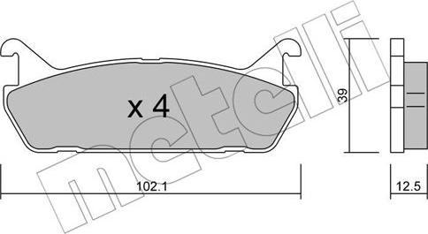 Metelli 22-0390-0 - Kit de plaquettes de frein, frein à disque cwaw.fr