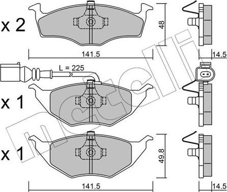 Metelli 22-0345-1 - Kit de plaquettes de frein, frein à disque cwaw.fr