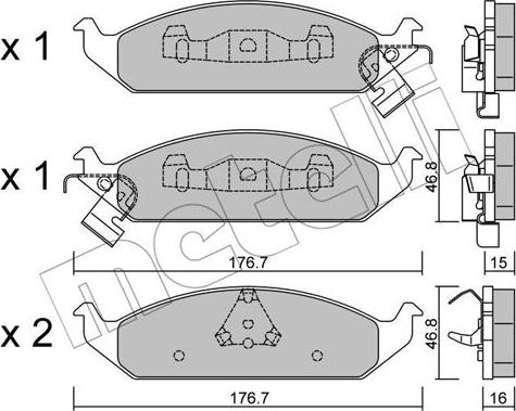 Metelli 22-0355-0 - Kit de plaquettes de frein, frein à disque cwaw.fr