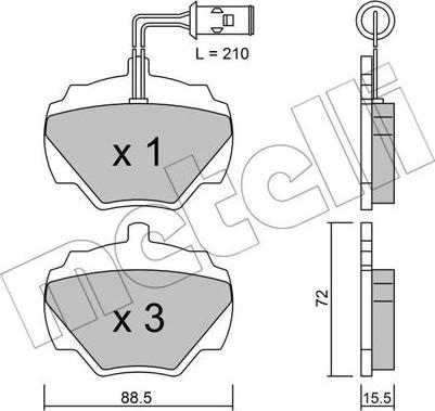 Metelli 22-0353-1 - Kit de plaquettes de frein, frein à disque cwaw.fr