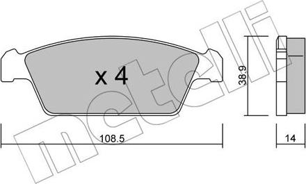 Metelli 22-0367-0 - Kit de plaquettes de frein, frein à disque cwaw.fr