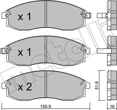 Metelli 22-0306-1 - Kit de plaquettes de frein, frein à disque cwaw.fr