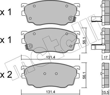 Metelli 22-0301-0 - Kit de plaquettes de frein, frein à disque cwaw.fr