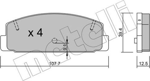 Metelli 22-0302-2 - Kit de plaquettes de frein, frein à disque cwaw.fr