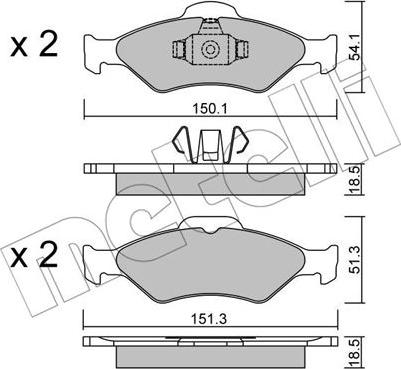 Metelli 22-0315-0 - Kit de plaquettes de frein, frein à disque cwaw.fr