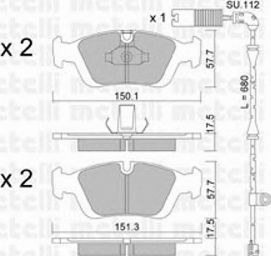 Metelli 22-0312-0K - Kit de plaquettes de frein, frein à disque cwaw.fr