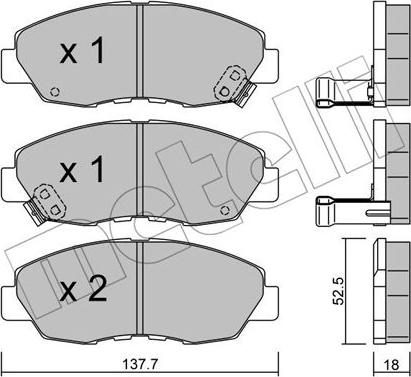 Metelli 22-0384-0 - Kit de plaquettes de frein, frein à disque cwaw.fr