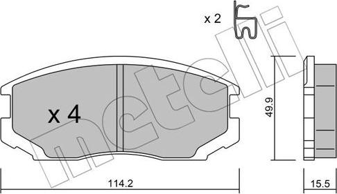 Metelli 22-0382-0 - Kit de plaquettes de frein, frein à disque cwaw.fr