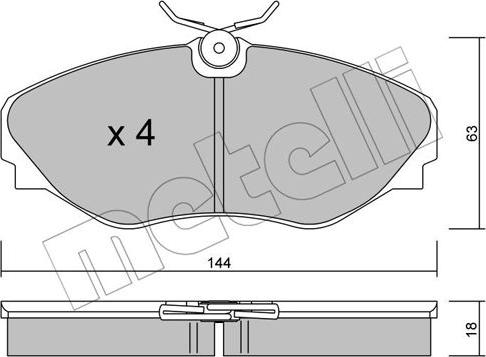 Metelli 22-0338-0 - Kit de plaquettes de frein, frein à disque cwaw.fr