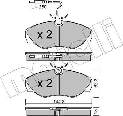 Metelli 22-0338-1 - Kit de plaquettes de frein, frein à disque cwaw.fr