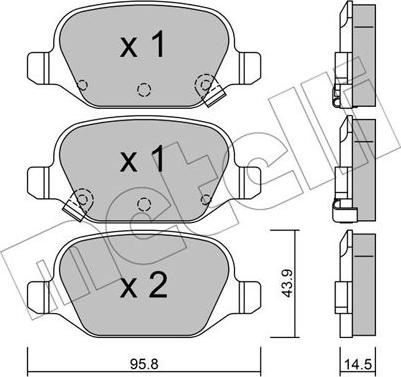 Metelli 22-0324-5 - Kit de plaquettes de frein, frein à disque cwaw.fr