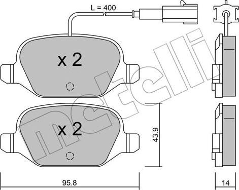 Metelli 22-0324-3 - Kit de plaquettes de frein, frein à disque cwaw.fr