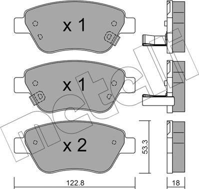 Metelli 22-0321-4 - Kit de plaquettes de frein, frein à disque cwaw.fr