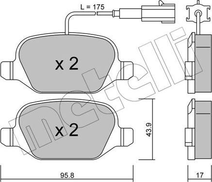 Metelli 22-0323-2 - Kit de plaquettes de frein, frein à disque cwaw.fr