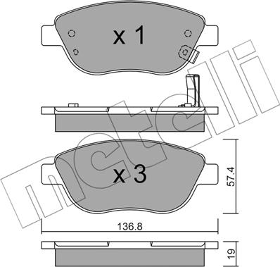 Metelli 22-0322-2 - Kit de plaquettes de frein, frein à disque cwaw.fr