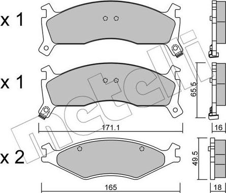 Metelli 22-0375-0 - Kit de plaquettes de frein, frein à disque cwaw.fr