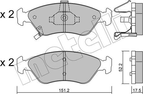 Metelli 22-0371-0 - Kit de plaquettes de frein, frein à disque cwaw.fr