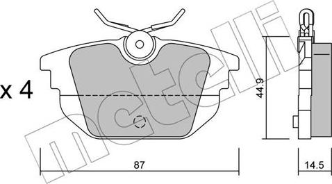 Metelli 22-0299-0 - Kit de plaquettes de frein, frein à disque cwaw.fr