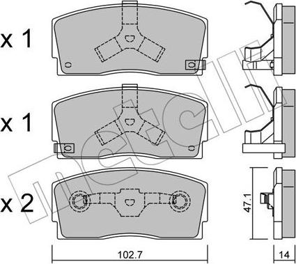 Metelli 22-0240-0 - Kit de plaquettes de frein, frein à disque cwaw.fr