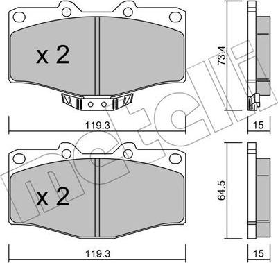 Metelli 22-0242-0 - Kit de plaquettes de frein, frein à disque cwaw.fr