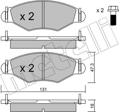 Metelli 22-0254-1 - Kit de plaquettes de frein, frein à disque cwaw.fr