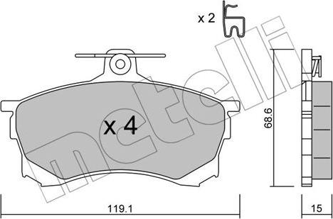 Metelli 22-0250-0 - Kit de plaquettes de frein, frein à disque cwaw.fr